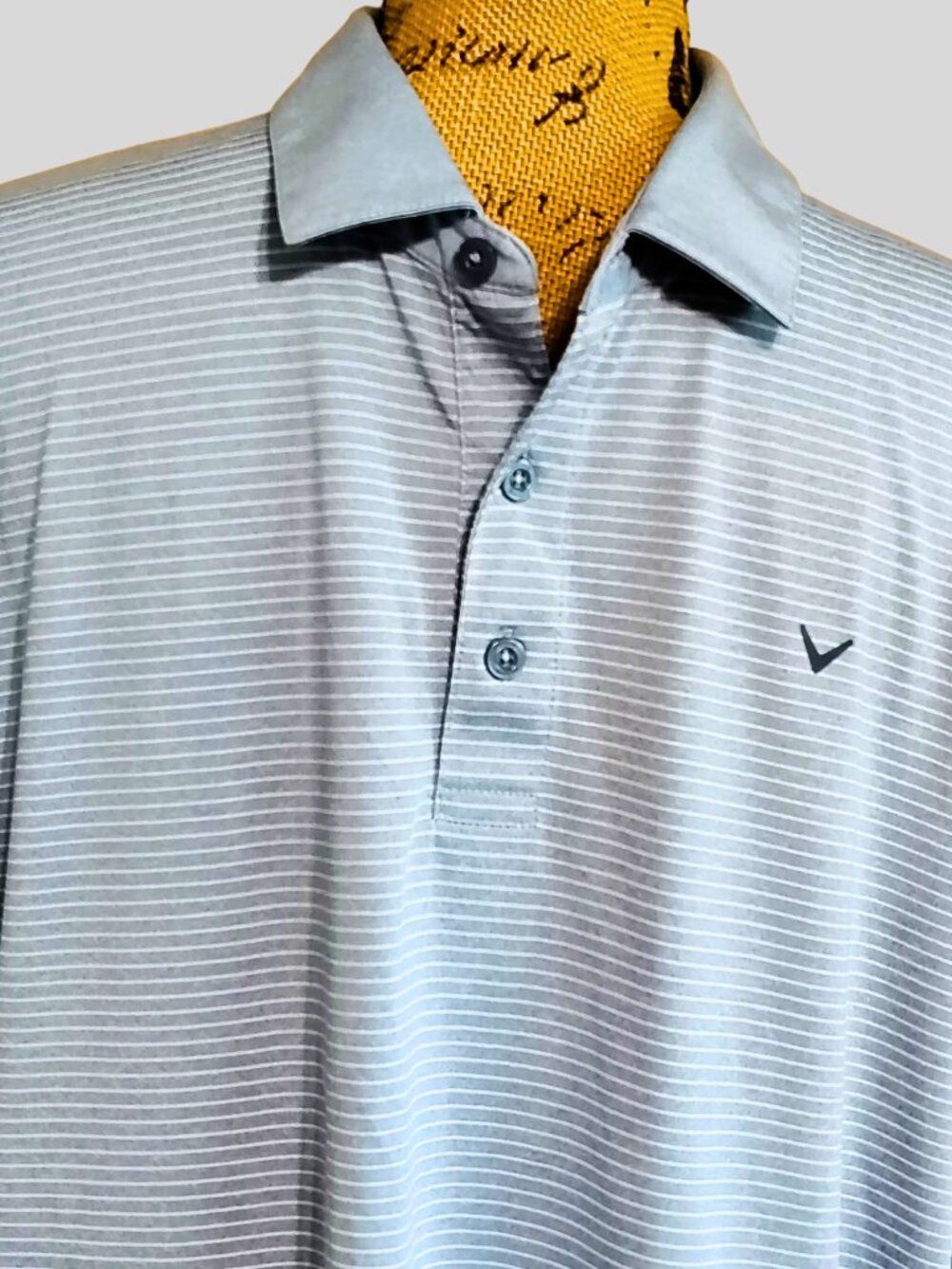 Callaway Opti Dri Golf Polo Shirt XL Gray Striped Short Sleeve EUC